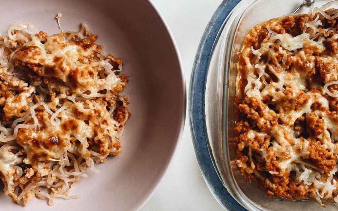 Soy Bolognese in the oven